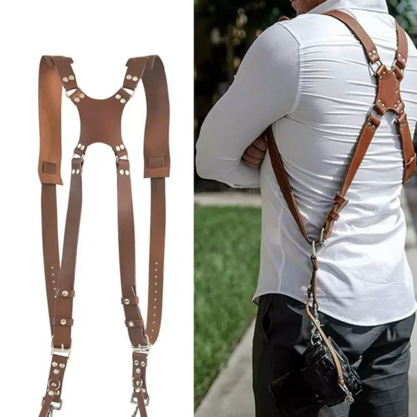 strap Leather Strap For Dual Camera Shoulder Adjustable Belt