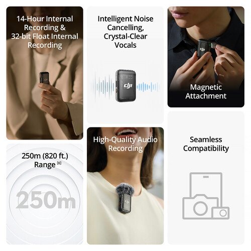 1740671565_IMG_2166157 DJI Mic 2 Wireless Microphone System with 1 Transmitter for Camera & Smartphone (2.4 GHz)