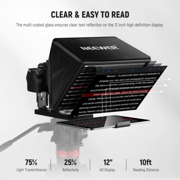 NEEWER BASICS X12B Aluminum Alloy Liftable Teleprompter